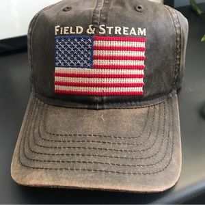Field & Stream American flag Embroidered Canvas brown Cap • F&S NWT